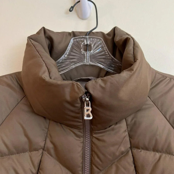 Bogner Chevron Quilted Winter Brown Down Long Designer Outdoor Puffer Coat 8 - Picture 9 of 12